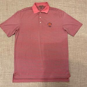 Peter Millar Polo Shirt Mens Medium Pink Striped The Ocean Course Kiawah Island